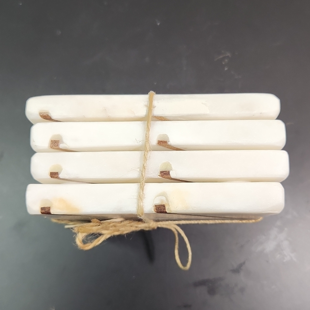 Marble Coaster Square Coasters, Set of 4, Handcrafted in India - Picture 4 of 5